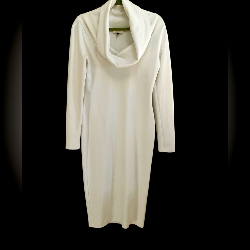Off white faux suede cowl neck dress.
